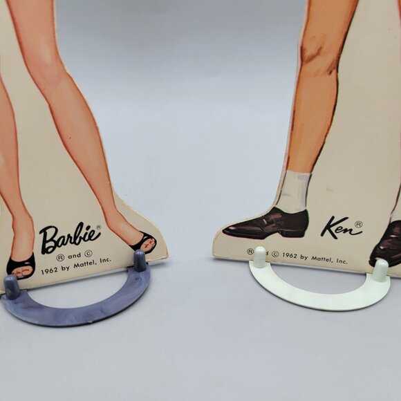 1963 Barbie Ken Stand-Up Paper Dolls Plastic Stands Clothes Whitman - Picture 4 of 12